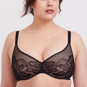 Torrid Unlined Mesh Lace Ballet Back Bra